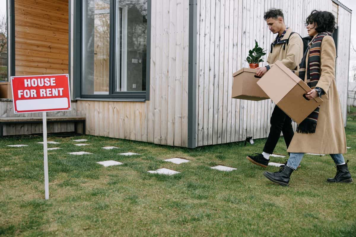 A couple move into their new home together